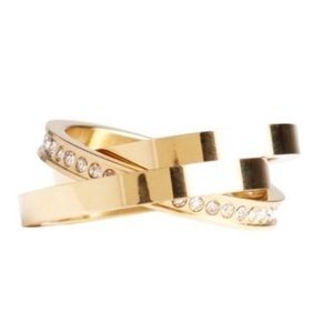 Vita Fede Cassio Pavé Ring 24k Gold Plated Size 7 Stack or intertwine